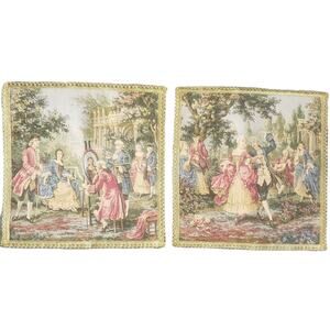 VTG Tapisseries Du Lion Napperon Francois Boucheron Society In The Park Scenes-2